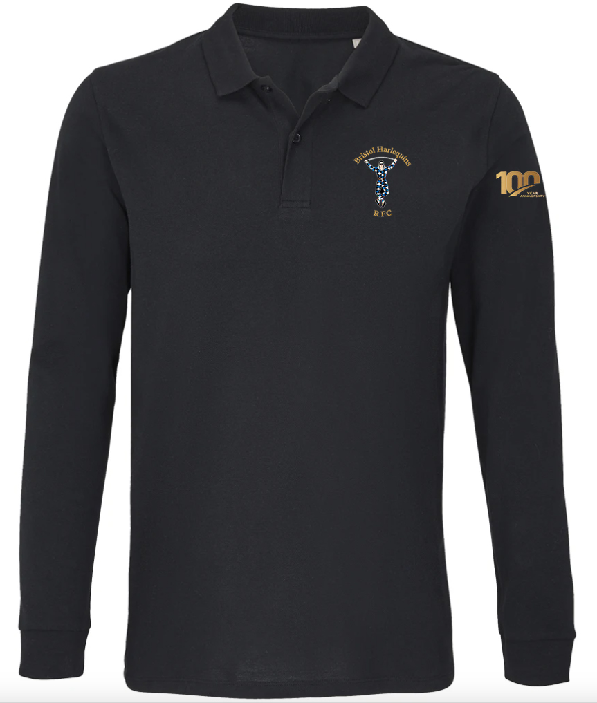 Bristol Harlequins 100 Year Anniversary L/S Polo - Black