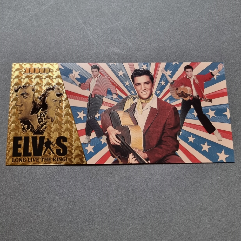 Colourised ELVIS PRESLEY 1935-1977 24k gold plated banknote with COA
