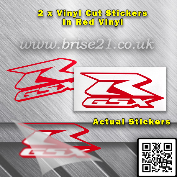 Suzuki GSXR Stickers In Red Vinyl 130mm x 2