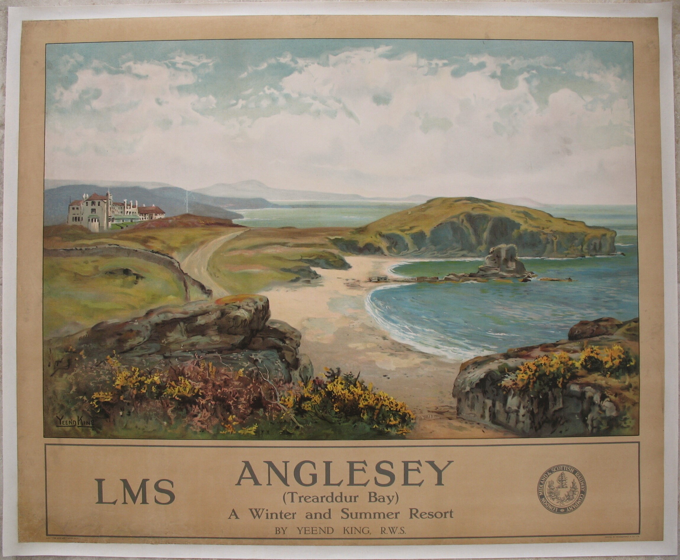 Original LMS Railway Poster Anglesey Trearddur Bay A Winter And Summer Resort By Henry John Yeend King