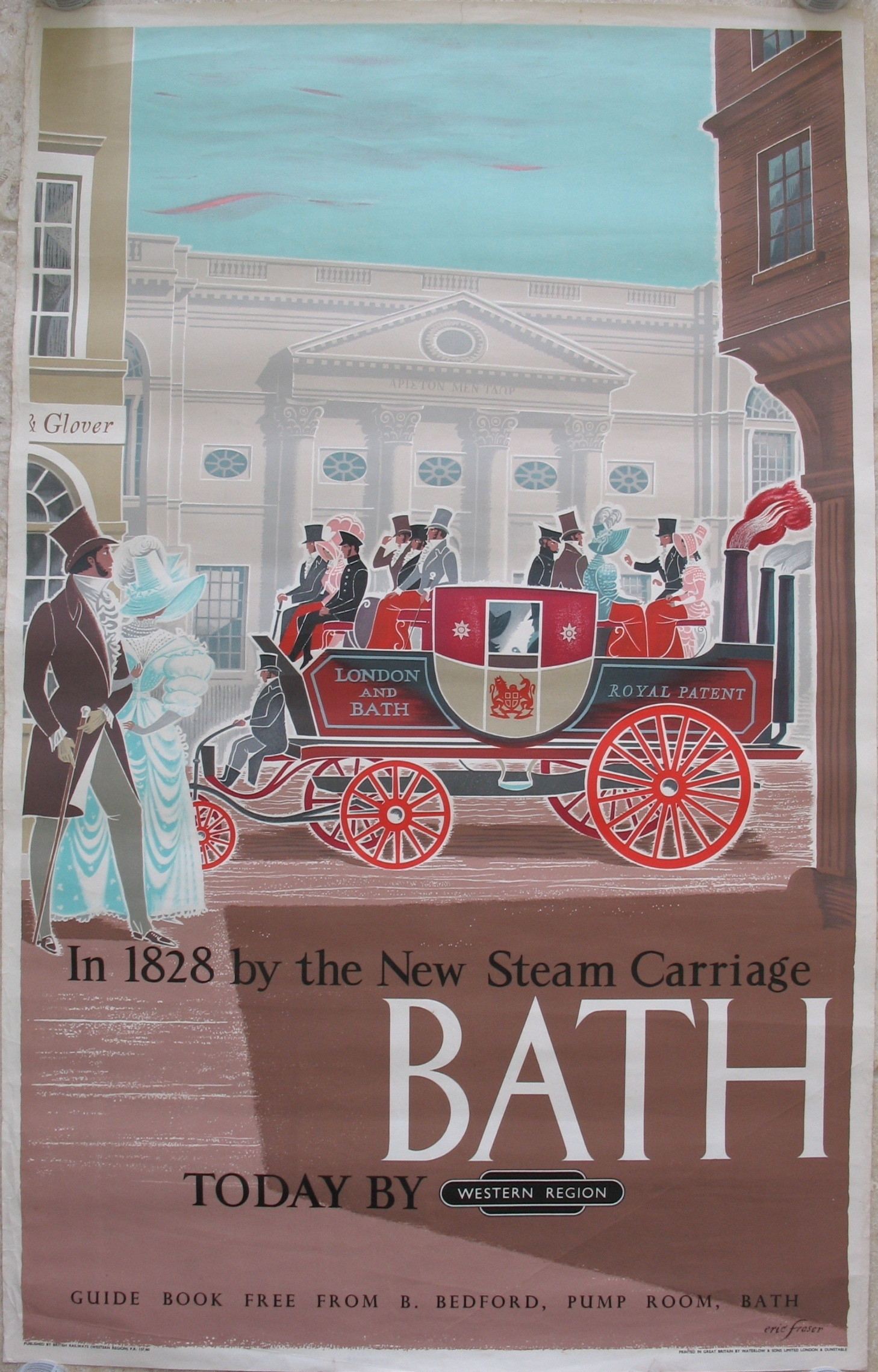 Original Railway Poster Bath In 1828 By The New Steam Carriage Today By Western Region By Eric Fraser