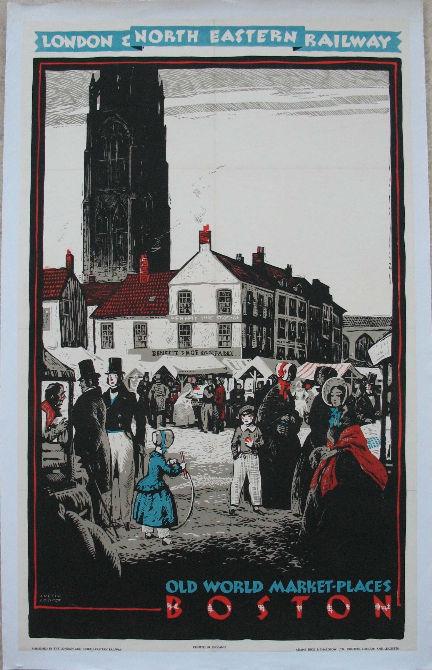Original Railway Poster Boston Old World Market Places LNER By Austin Cooper