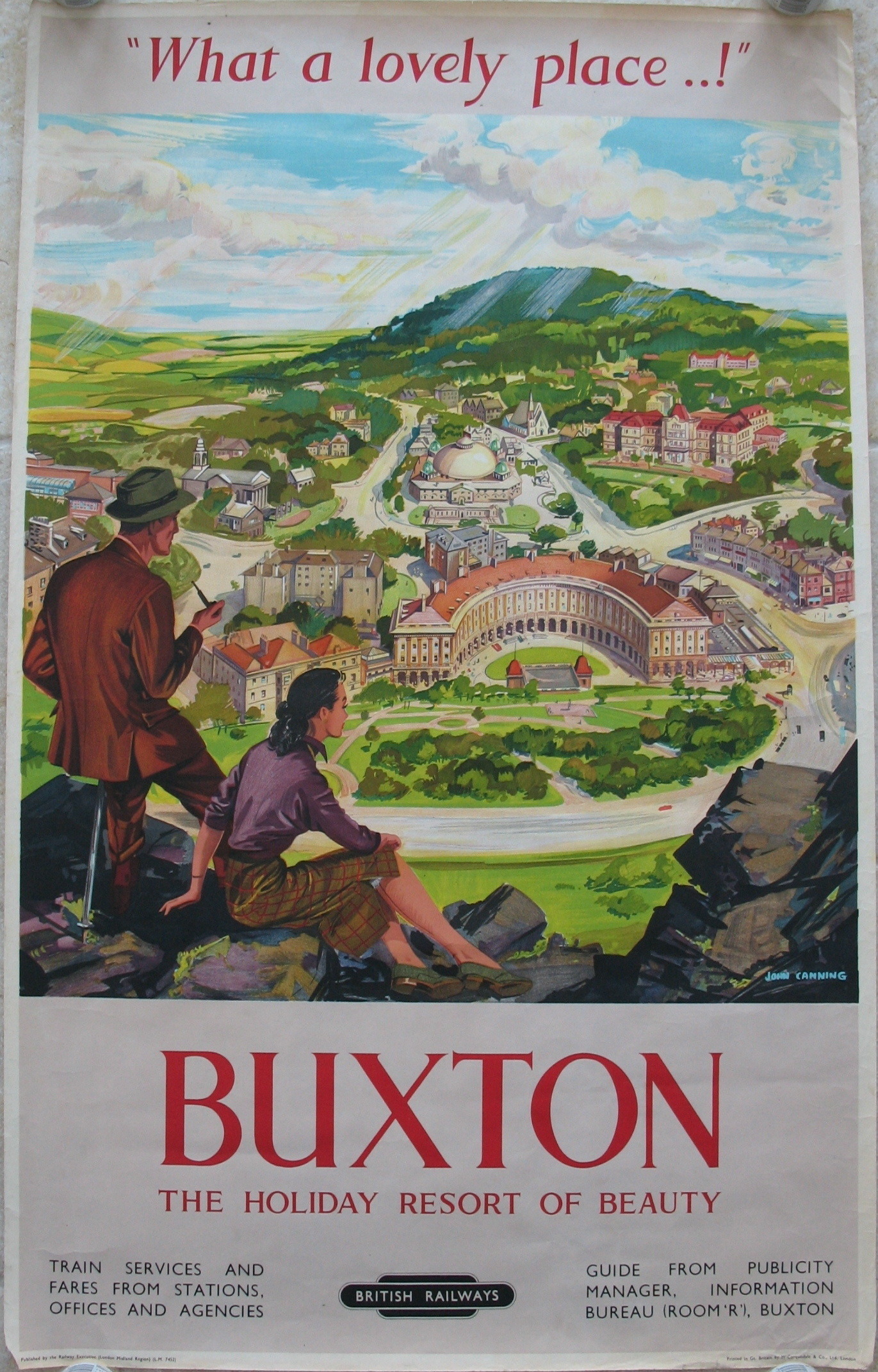 Original Railway Poster Buxton The Holiday Resort Of Beauty What A Lovely Place By John Canning