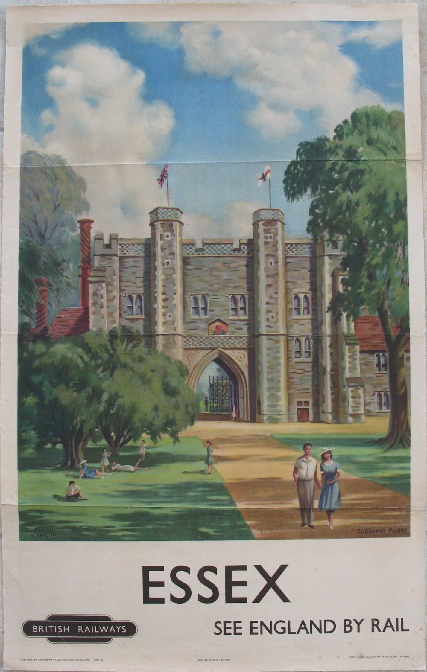 Original Railway Poster Essex St Osyths Priory See England By Rail By R Sharps