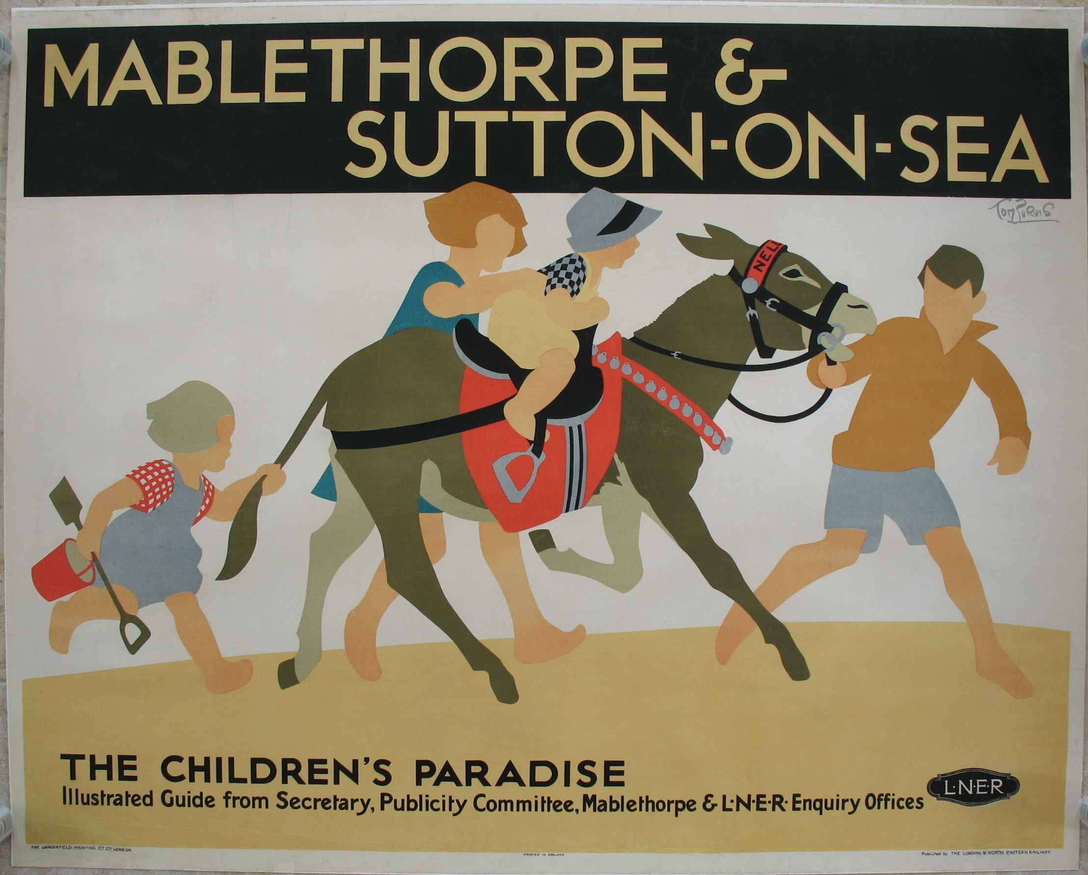 Original LNER Railway Poster Mablethorpe And Sutton On Sea The Childrens Paradise Donkey By Tom Purvis