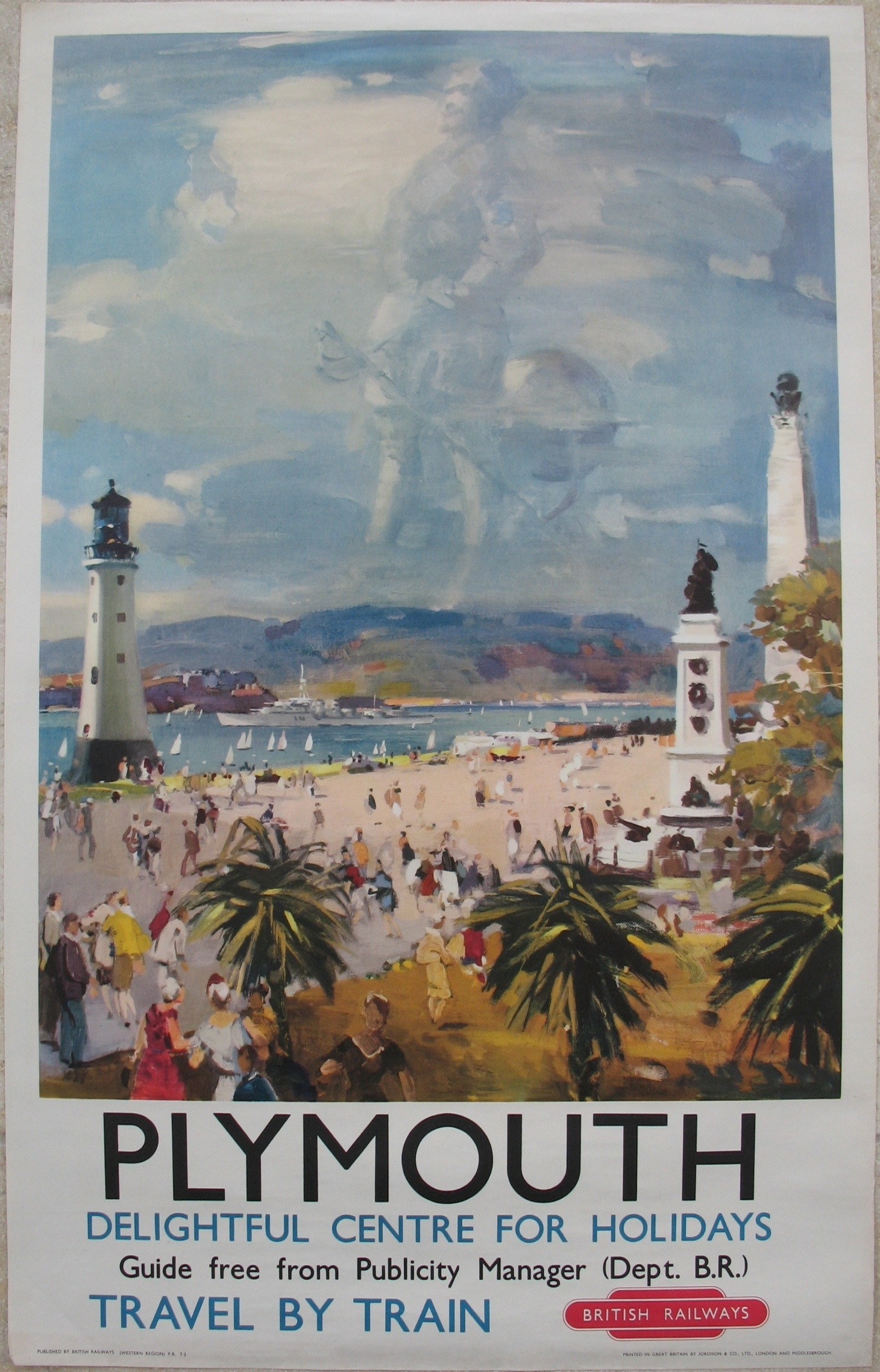 Original Railway Poster Plymouth Delightful Centre For Holidays Travel By Train Sir Francis Drake