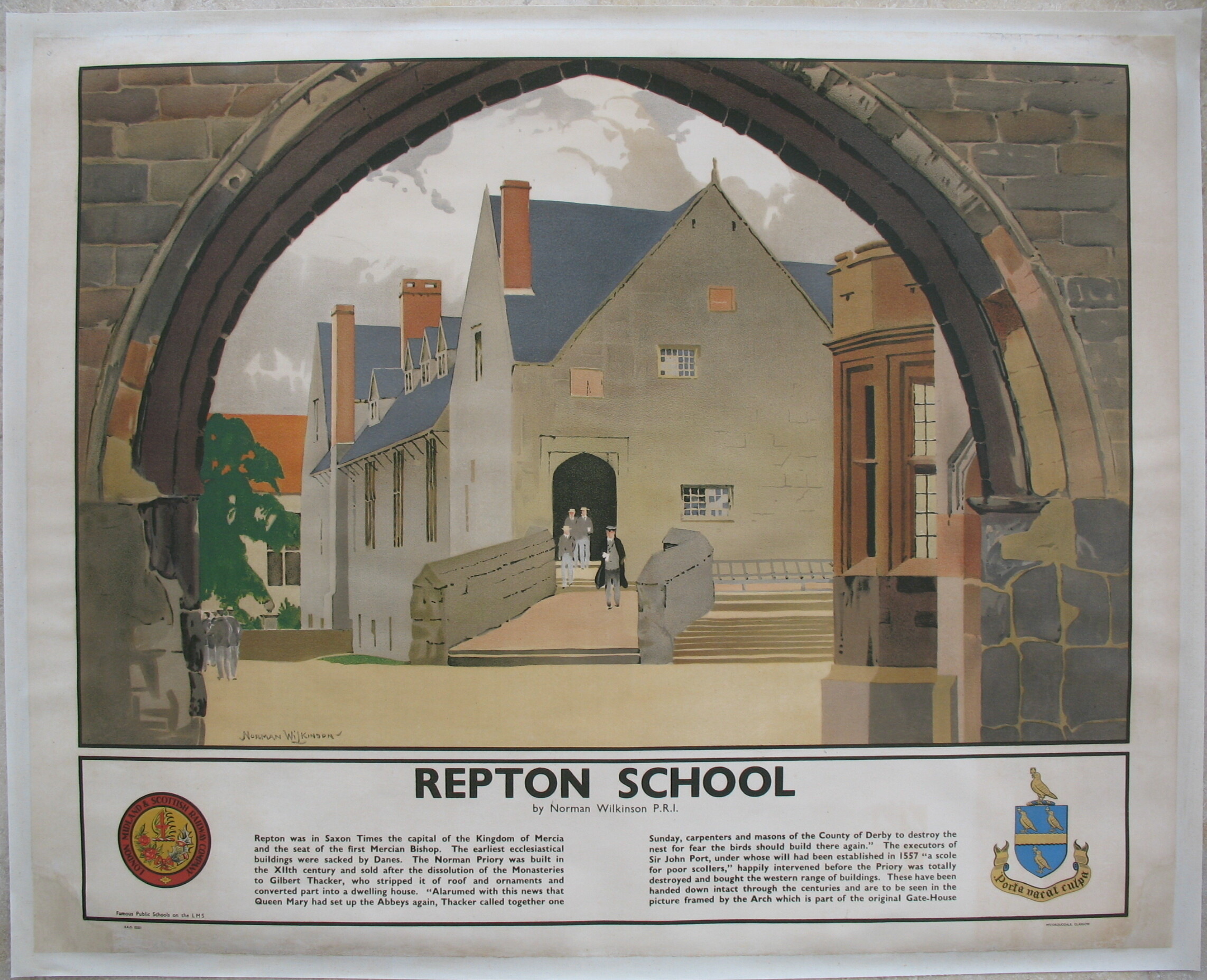 Original Railway Poster Repton School Famous Public Schools On The LMS By Norman Wilkinson