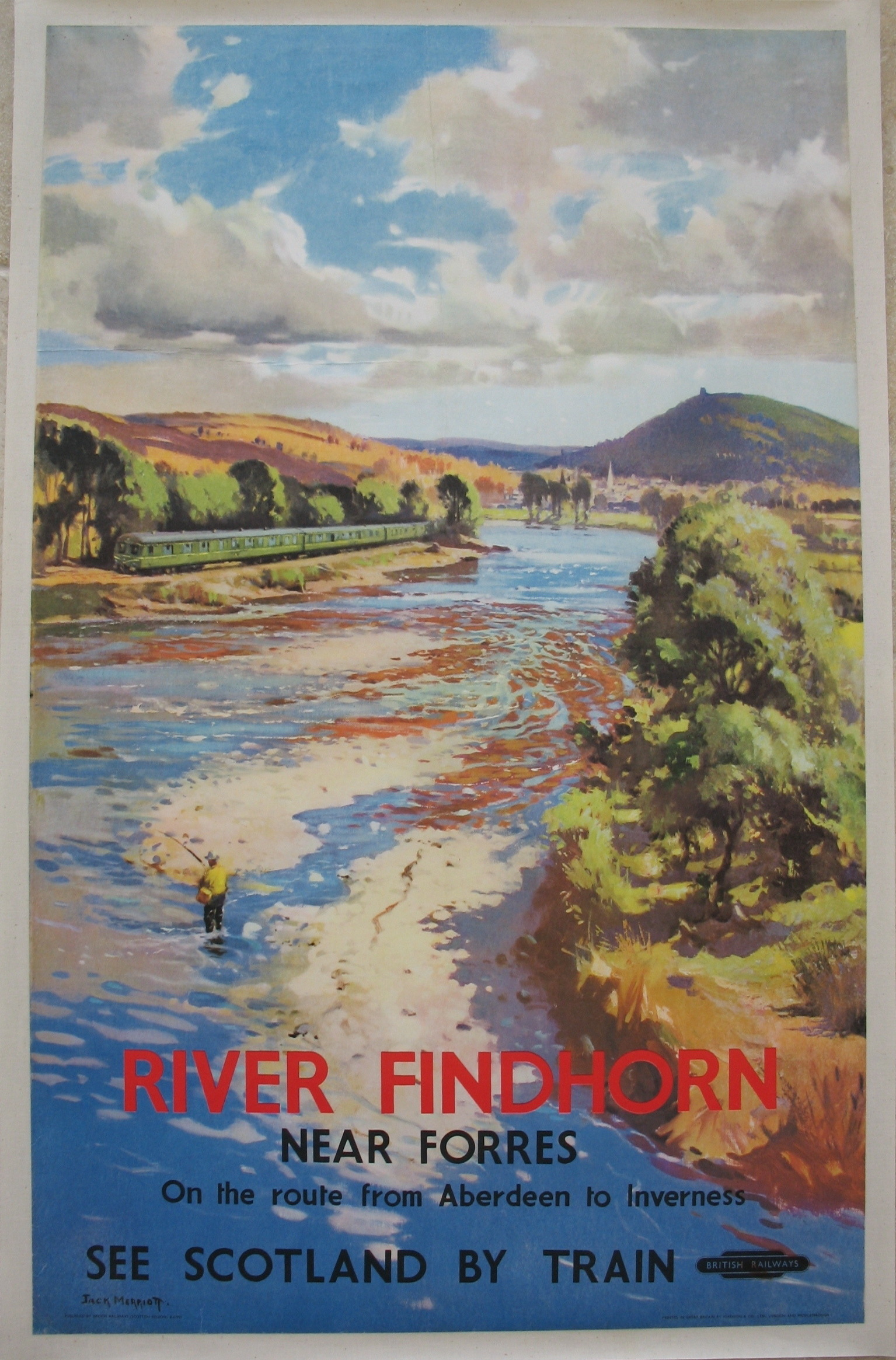 Original Railway Poster River Findhorn Near Forres See Scotland By Train By Jack Merriott