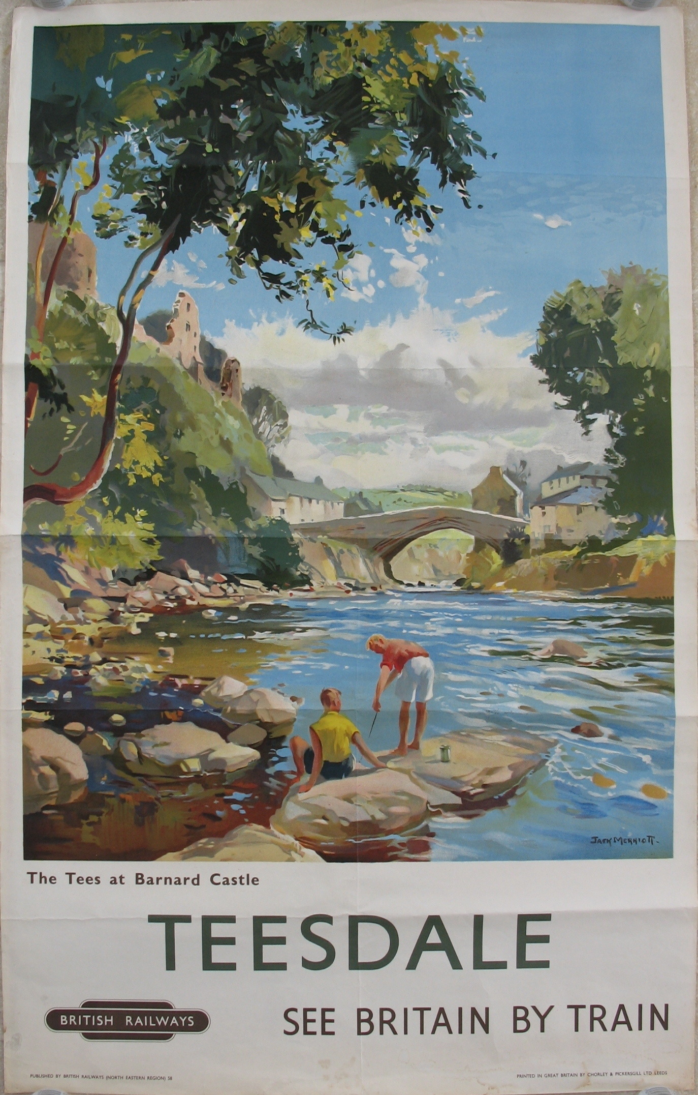 Original Railway Poster Teesdale The Tees At Barnard Castle See Britain By Train By Jack Merriott