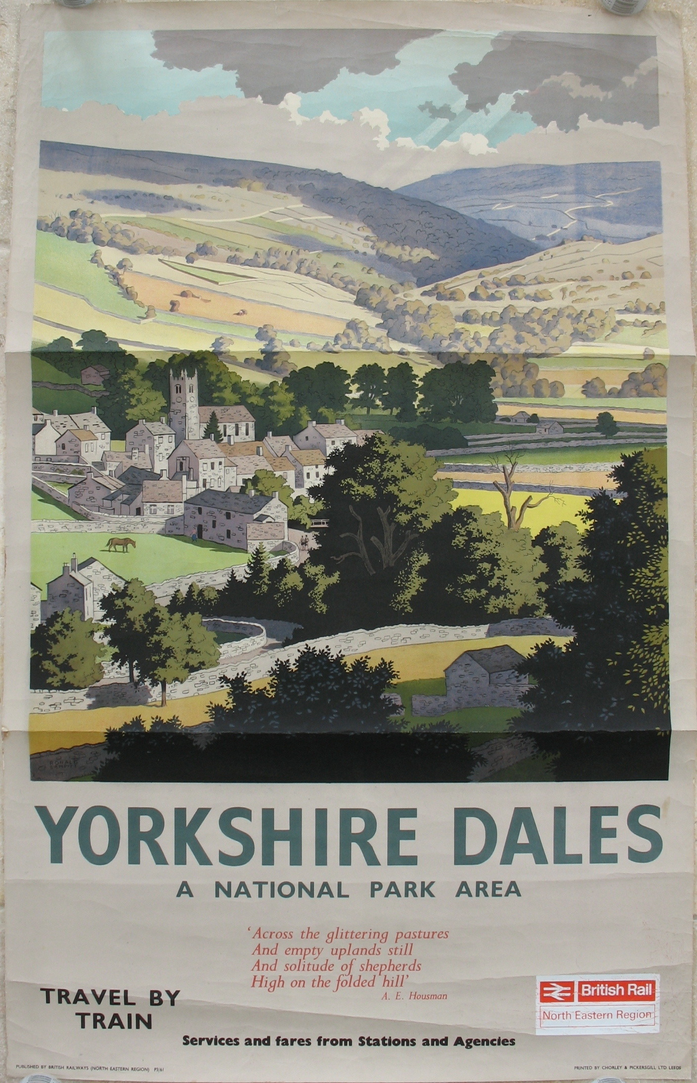 Original Railway Poster Yorkshire Dales A National Park Area Travel By Train By Ronald Lampitt
