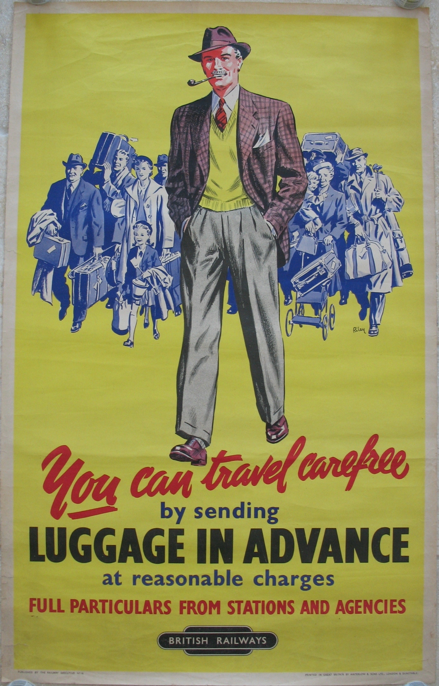 Original Railway Poster You Can Travel Carefree By Sending Luggage In Advance By Harry Riley