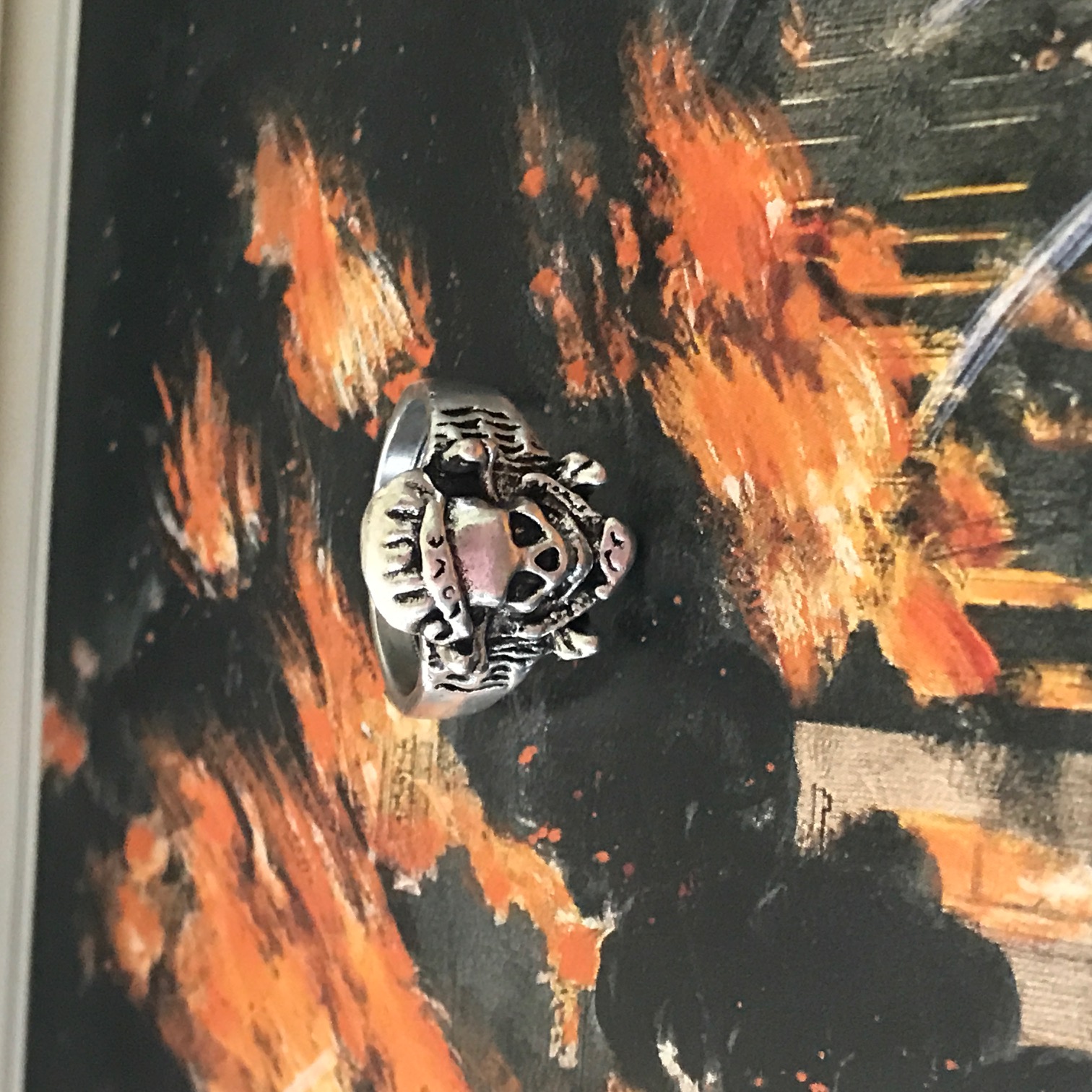 Size 9 1/2 Biker Ring 80s Biker Rings Eddie Munson Skull Ring Stranger