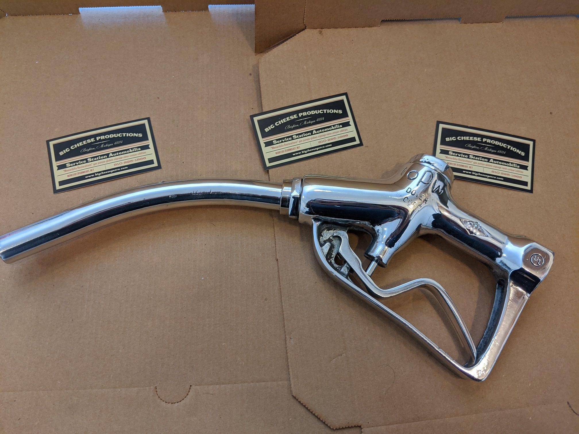 ORIGINAL OPW GAS PUMP NOZZLE BUFFED AND POLISHED 28