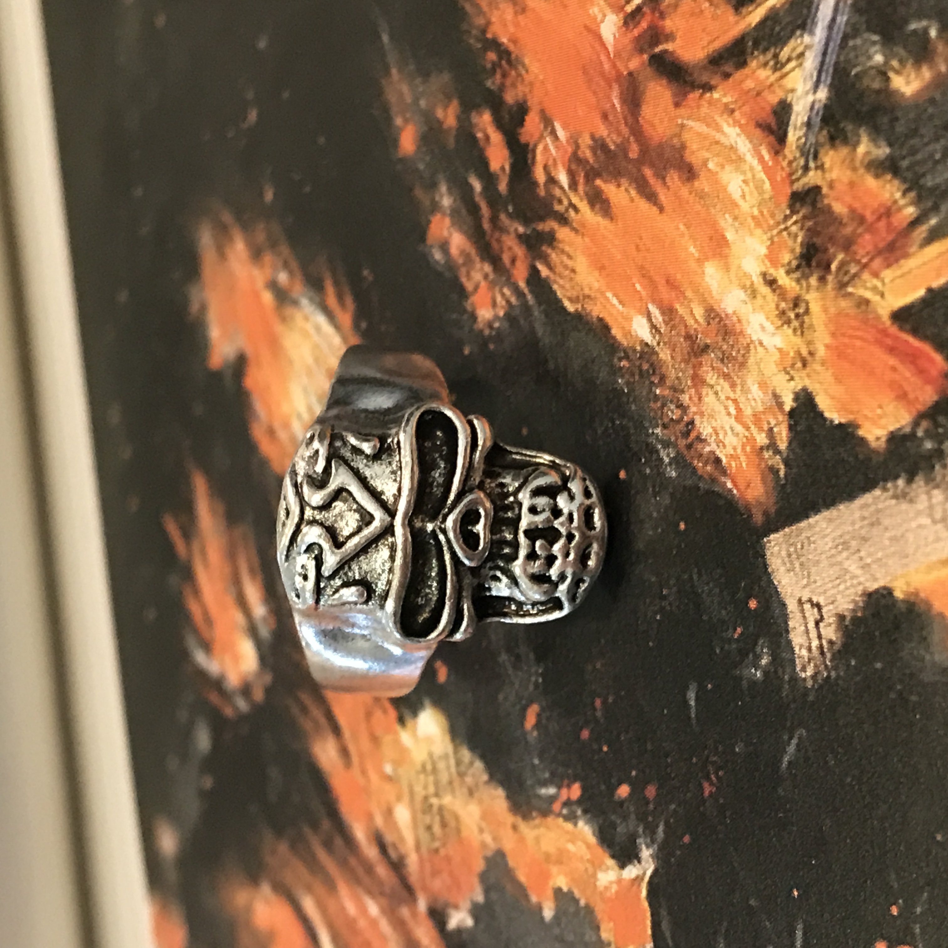 Size 7 3/4 Biker Ring 80s Biker Rings Eddie Munson Skull Ring Stranger