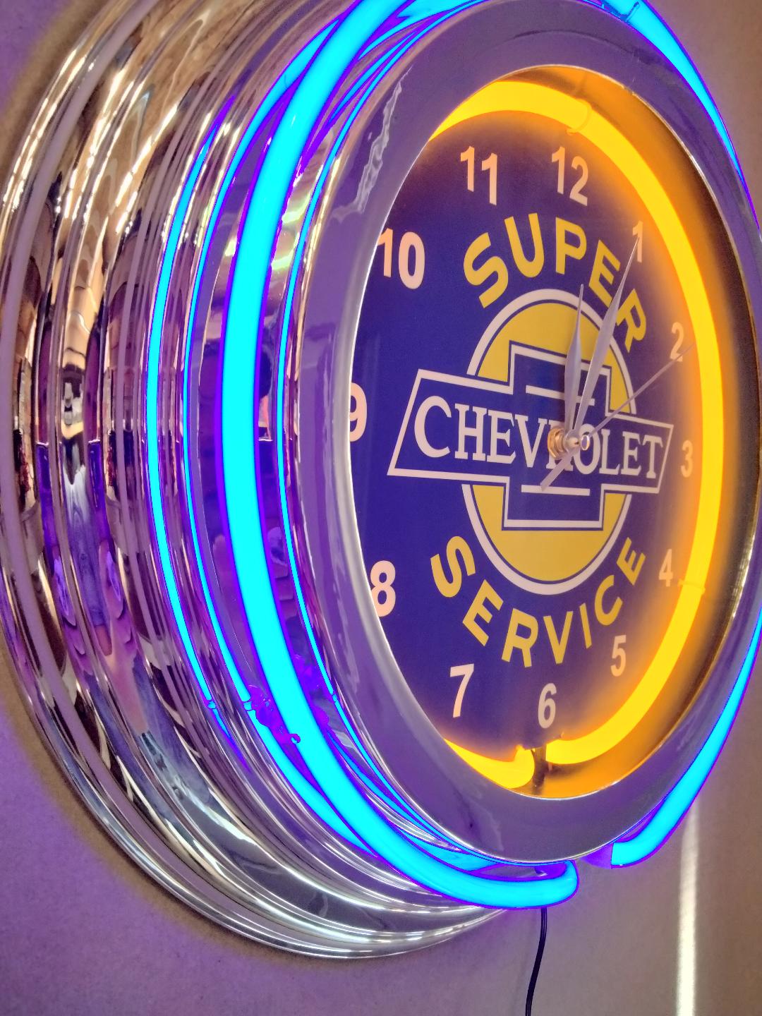 NEW Super Chevrolet Neon Clock / Chevy Neon Clocks