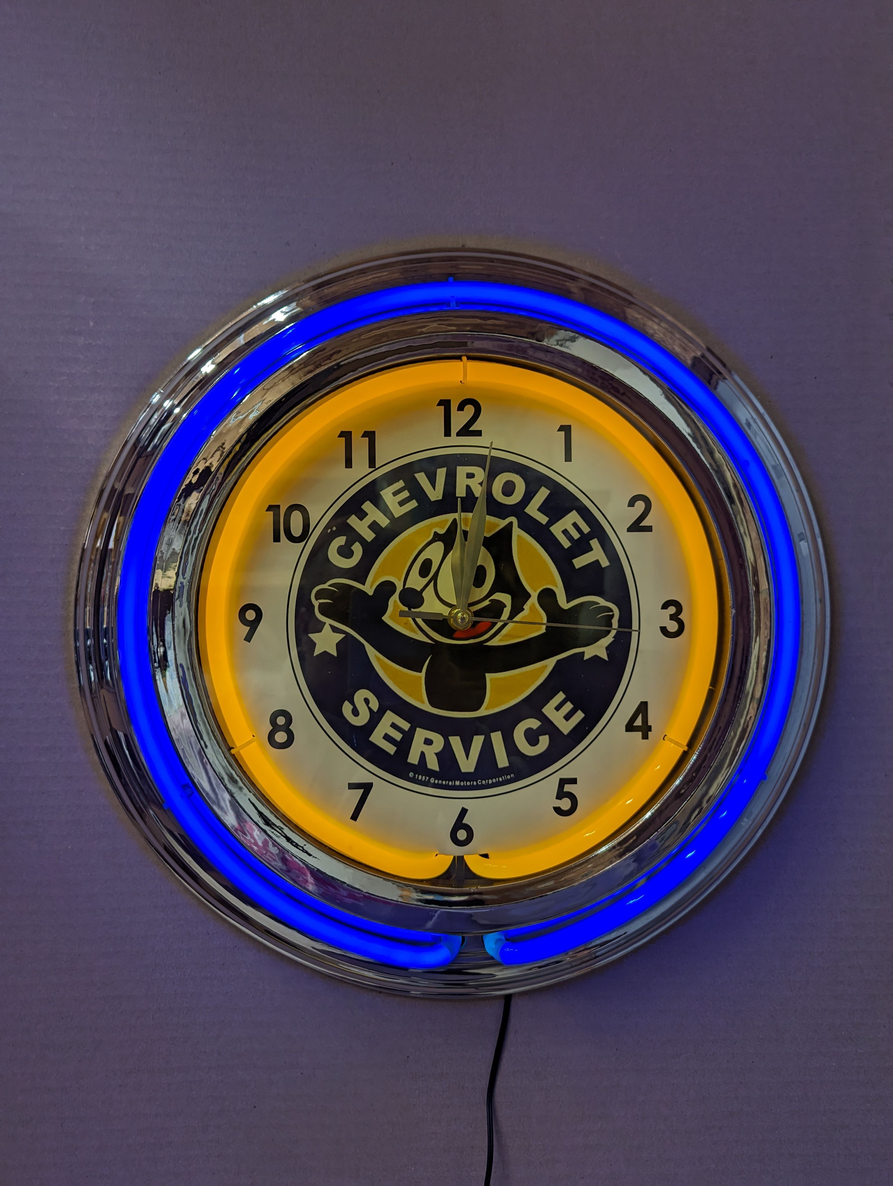 NEW Chevrolet Service Double Band Neon Clocks / Chevy Service Clocks