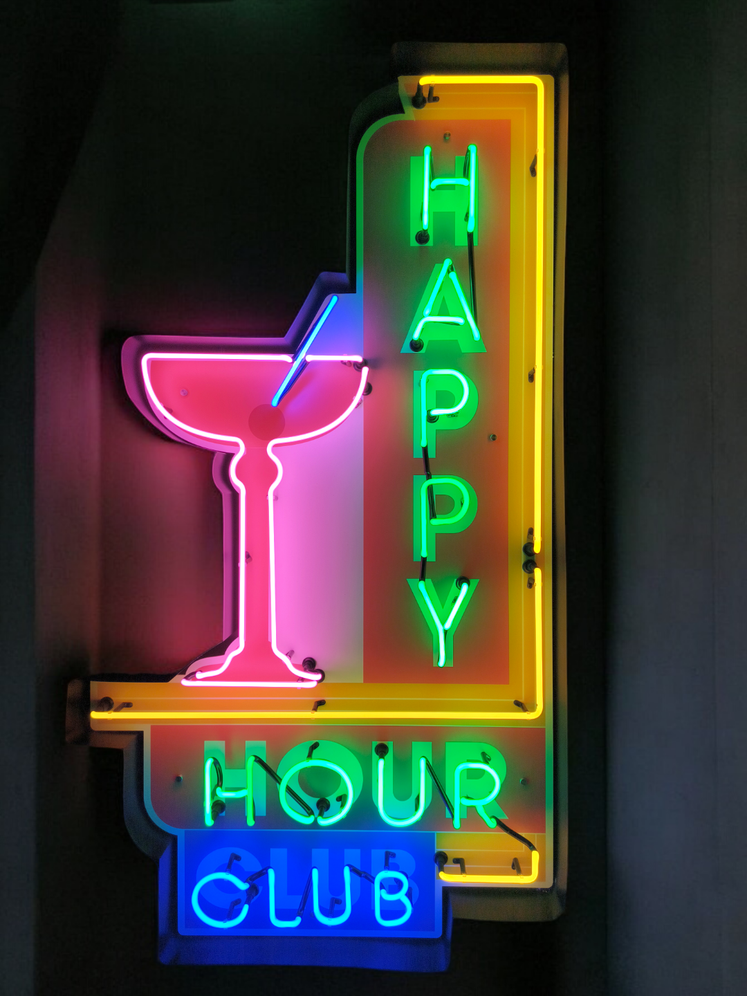 Happy Hour Neon Sign / Martini Glass / Bar Neon / Man Cave