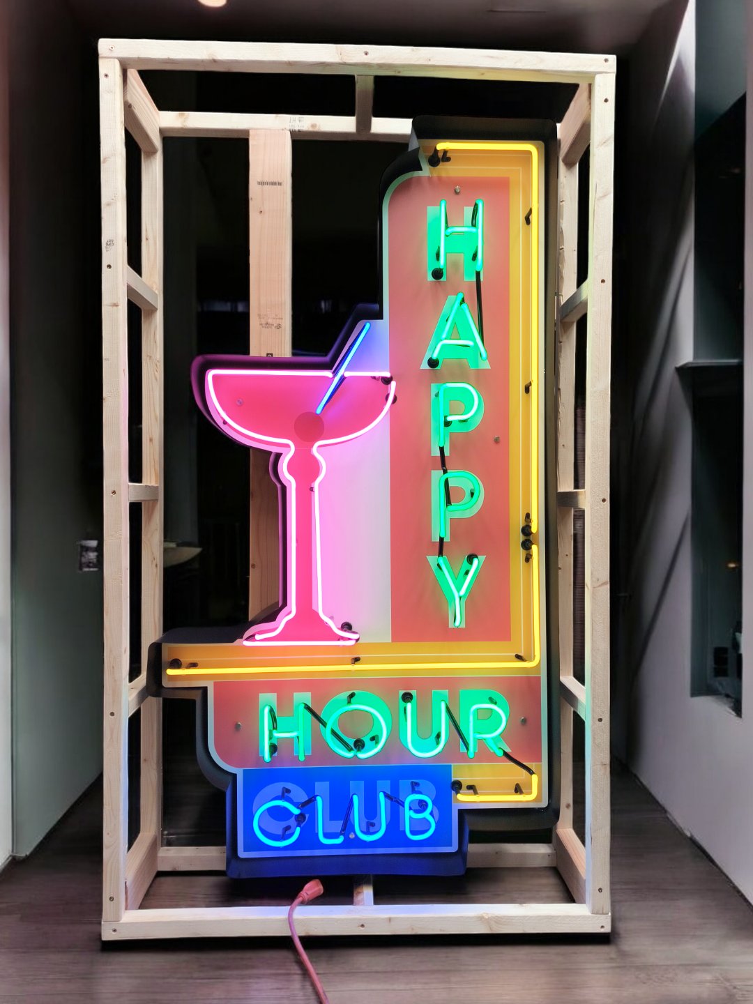 Happy Hour Neon Sign / Martini Glass / Bar Neon / Man Cave