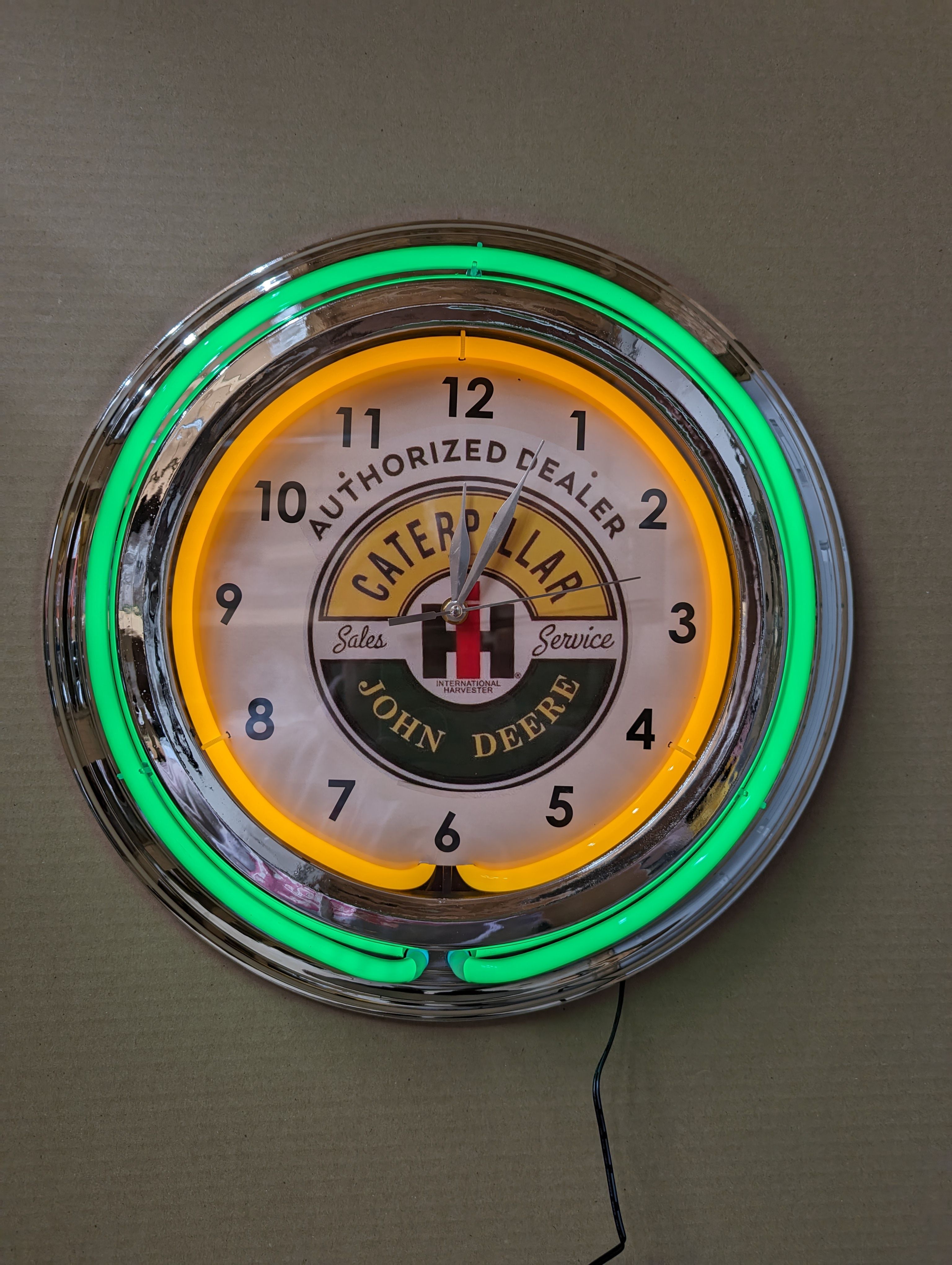 NEW John Deere Double Band Neon Clock / IH Neon Clocks / Caterpillar
