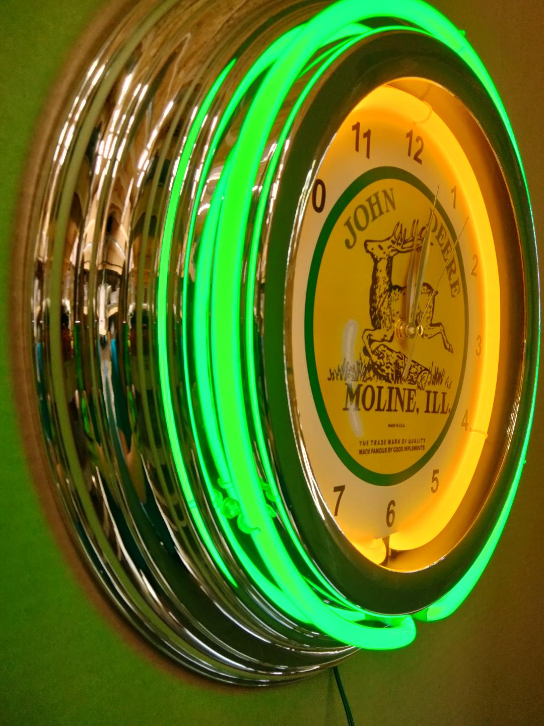 NEW John Deere Double Band Neon Clock / John Deere Neon Clocks