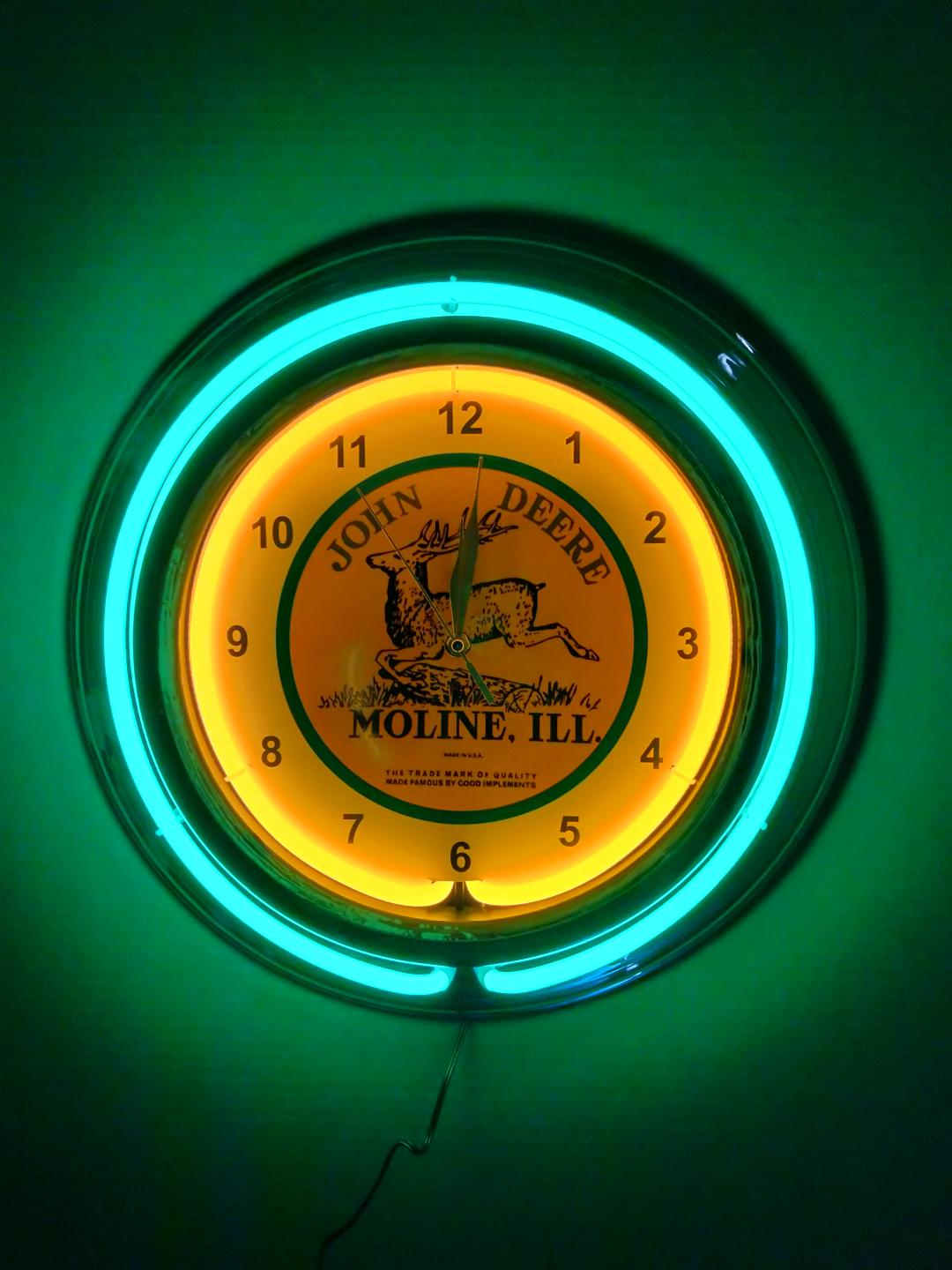 NEW John Deere Double Band Neon Clock / John Deere Neon Clocks