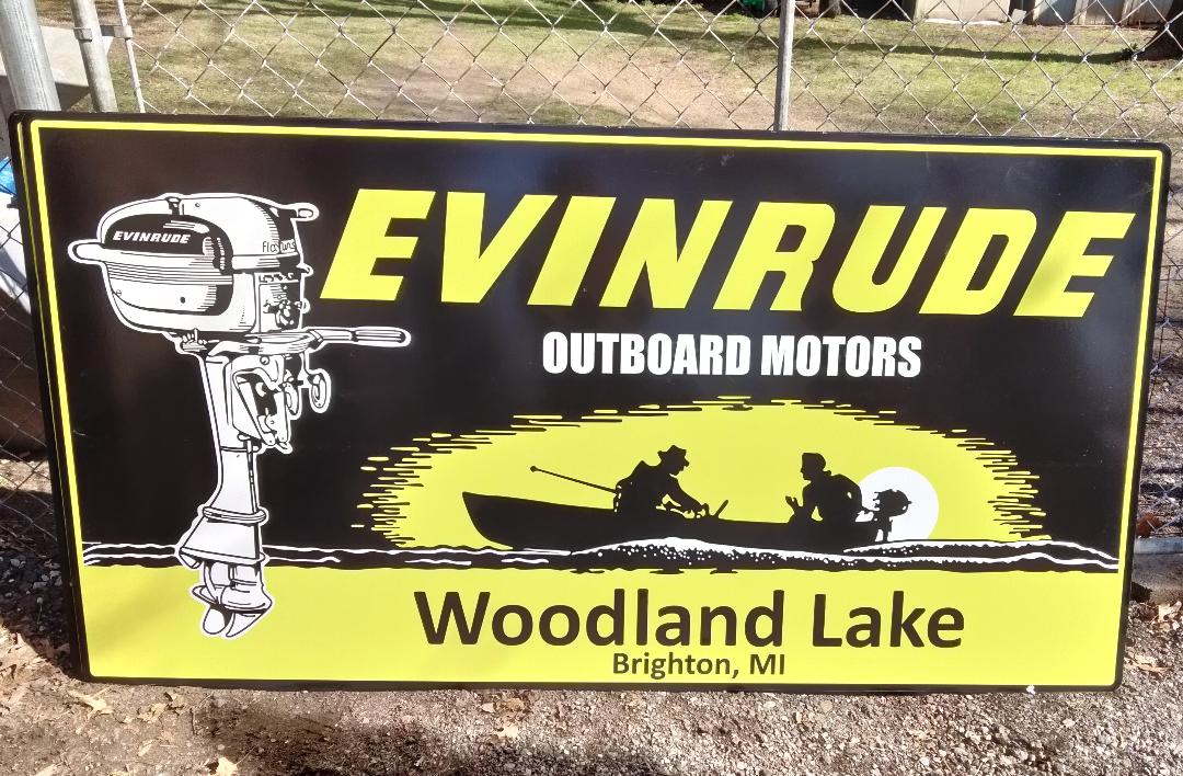 Evinrude Outboard Motors Sign / Boat Signs / Woodland Lake / Fishing