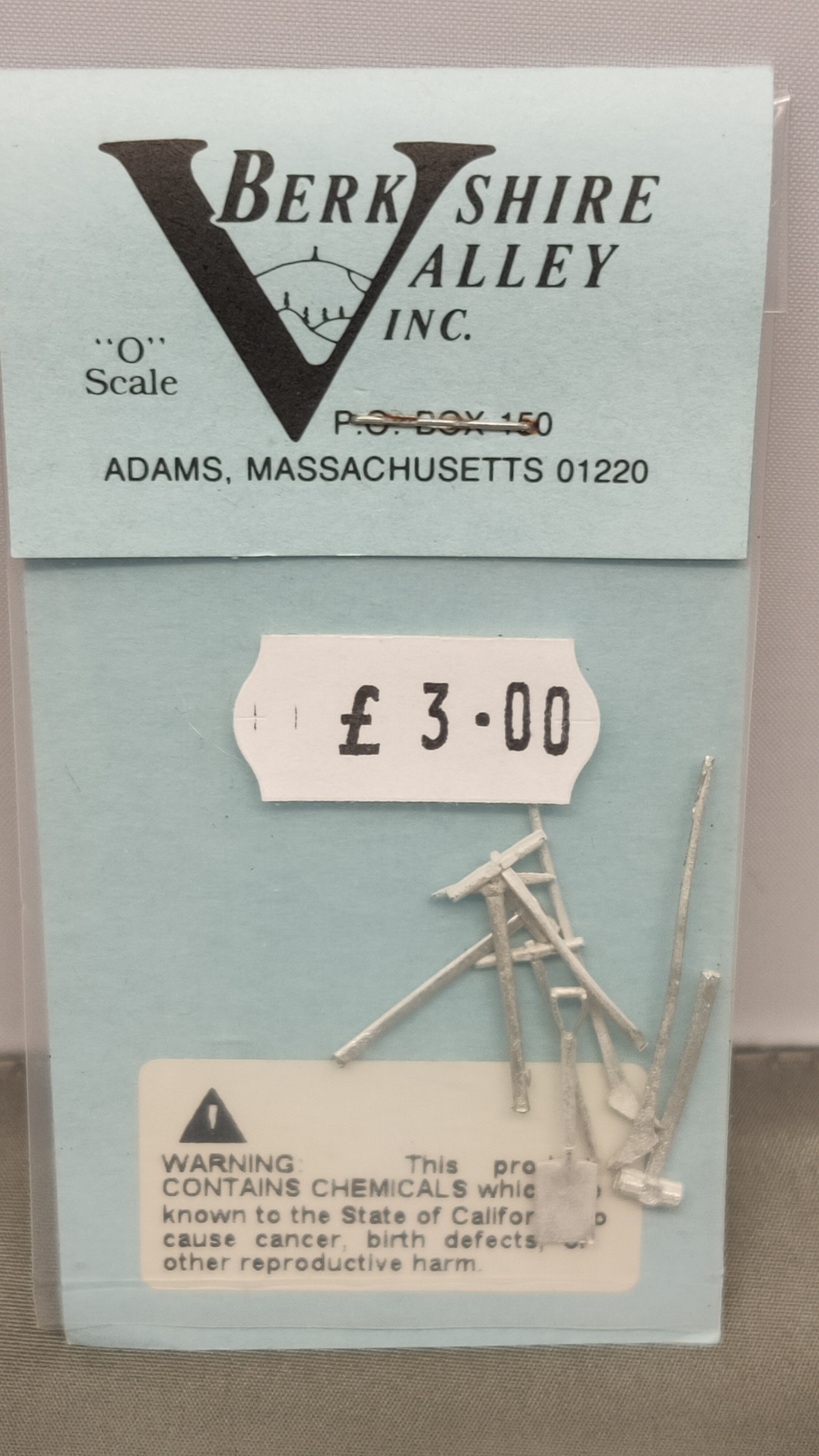 Berkshire Valley O Scale. Track gang tools (pkt of 8).