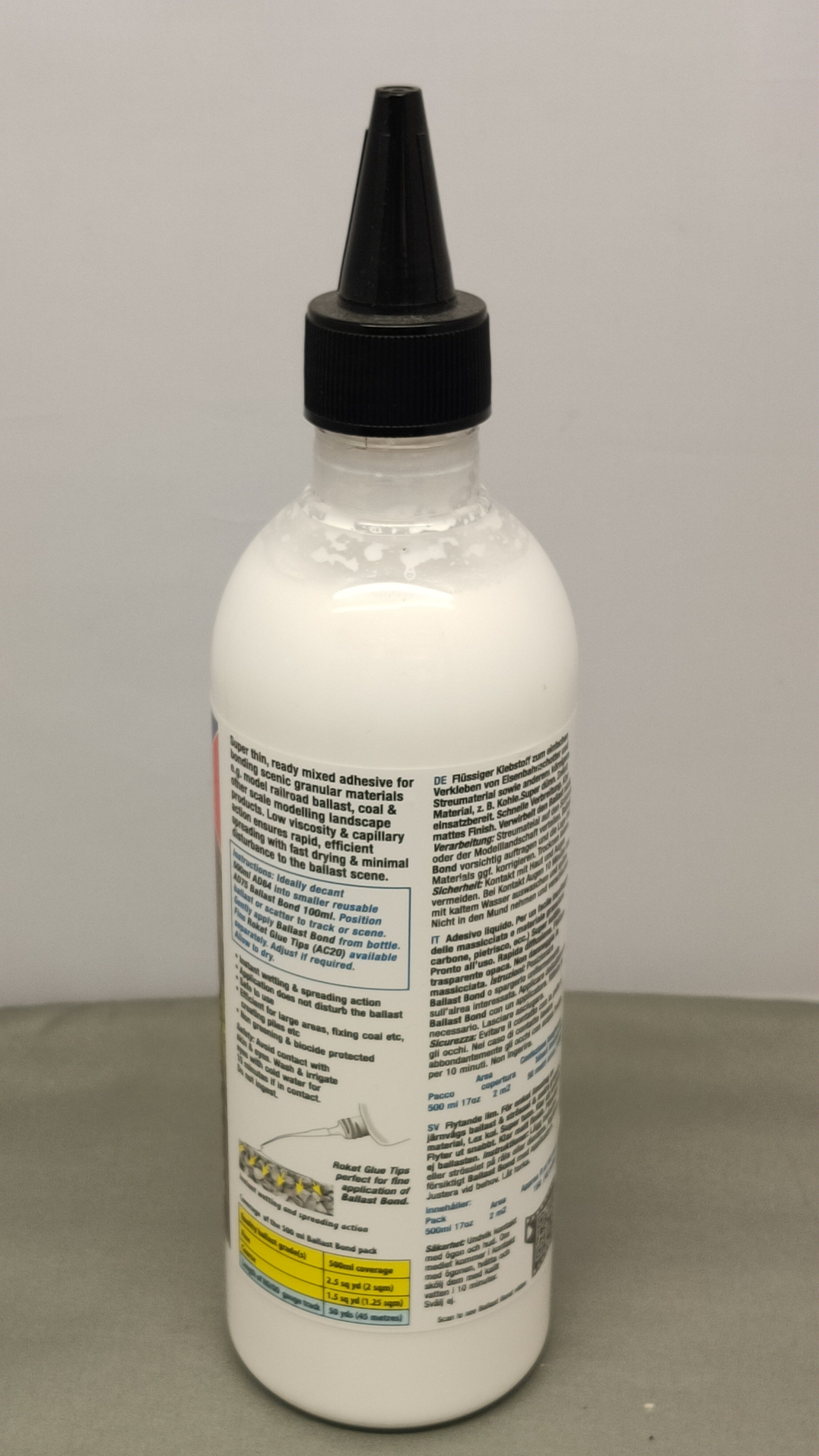 Deluxe Materials. Ballast bond refill liquid adhesive for ballasting track