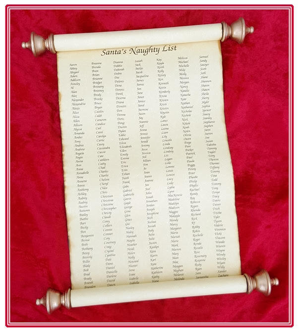 Parchment Scroll 11" x 17" Choose Naughty or Nice List