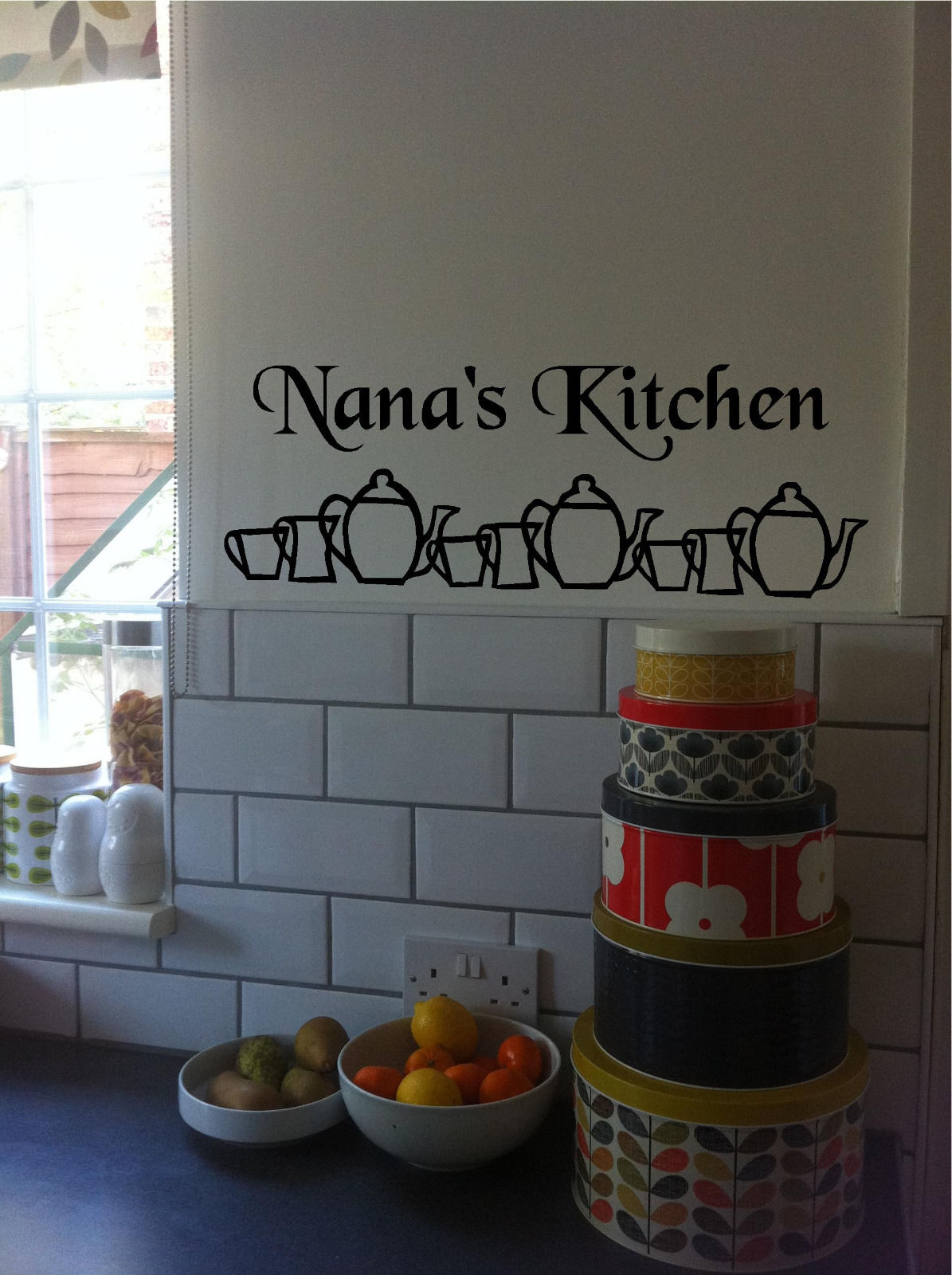 Nana's Kitchen Teapots Personalized Kitchen Wall Sign Sticker Wall Art