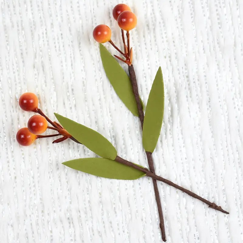 Artificial Berry Stems Close-Up