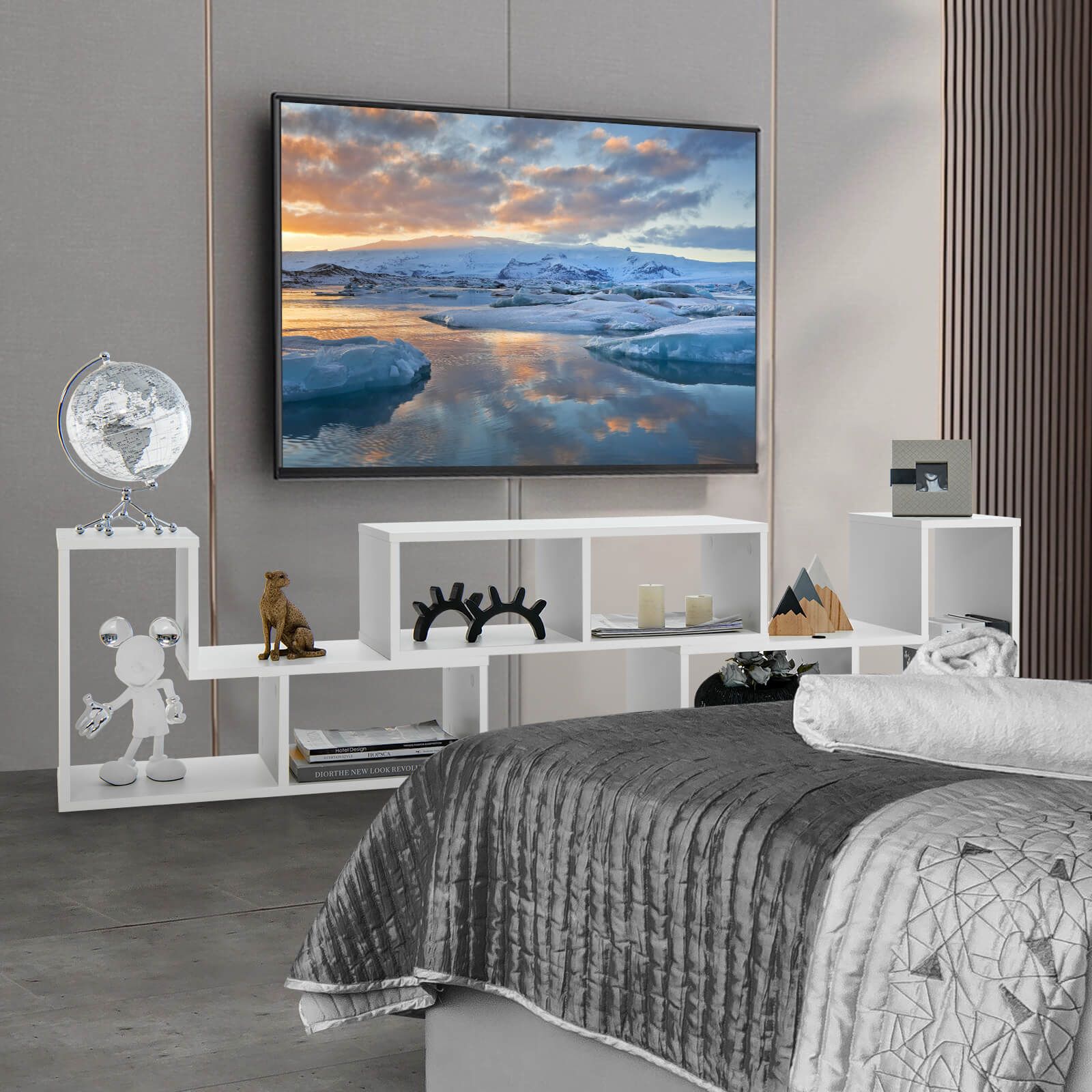 White 3pc Convertible TV Stand