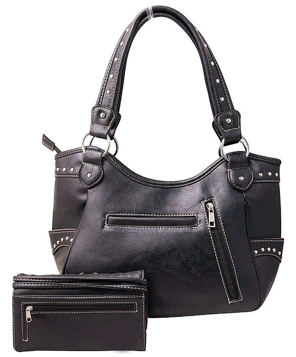 Elephant Purse Concealed Carry Embroidered Handbag Wallet Set