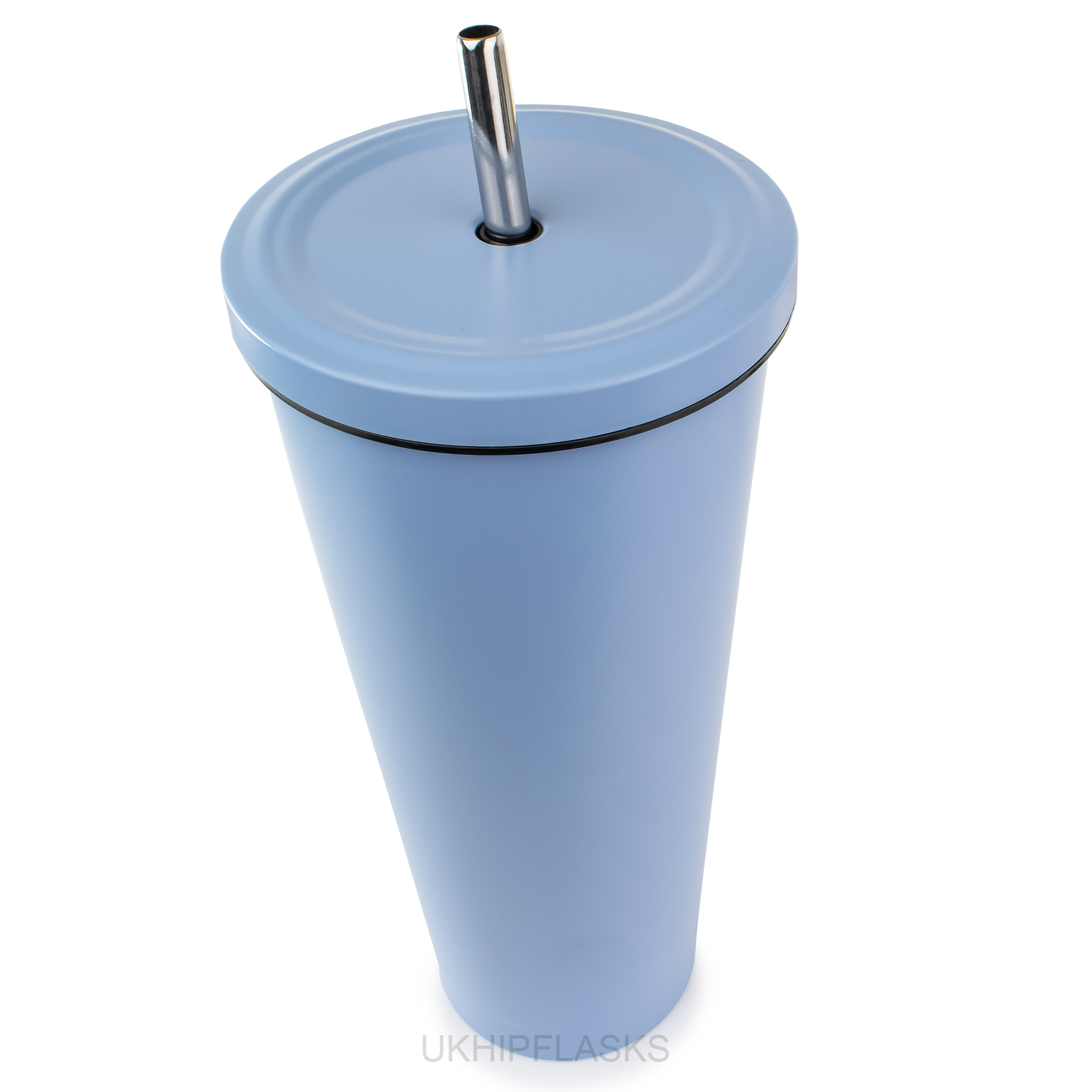 Doppelwandiger Becher mit Strohhalm 750ml Schwarz