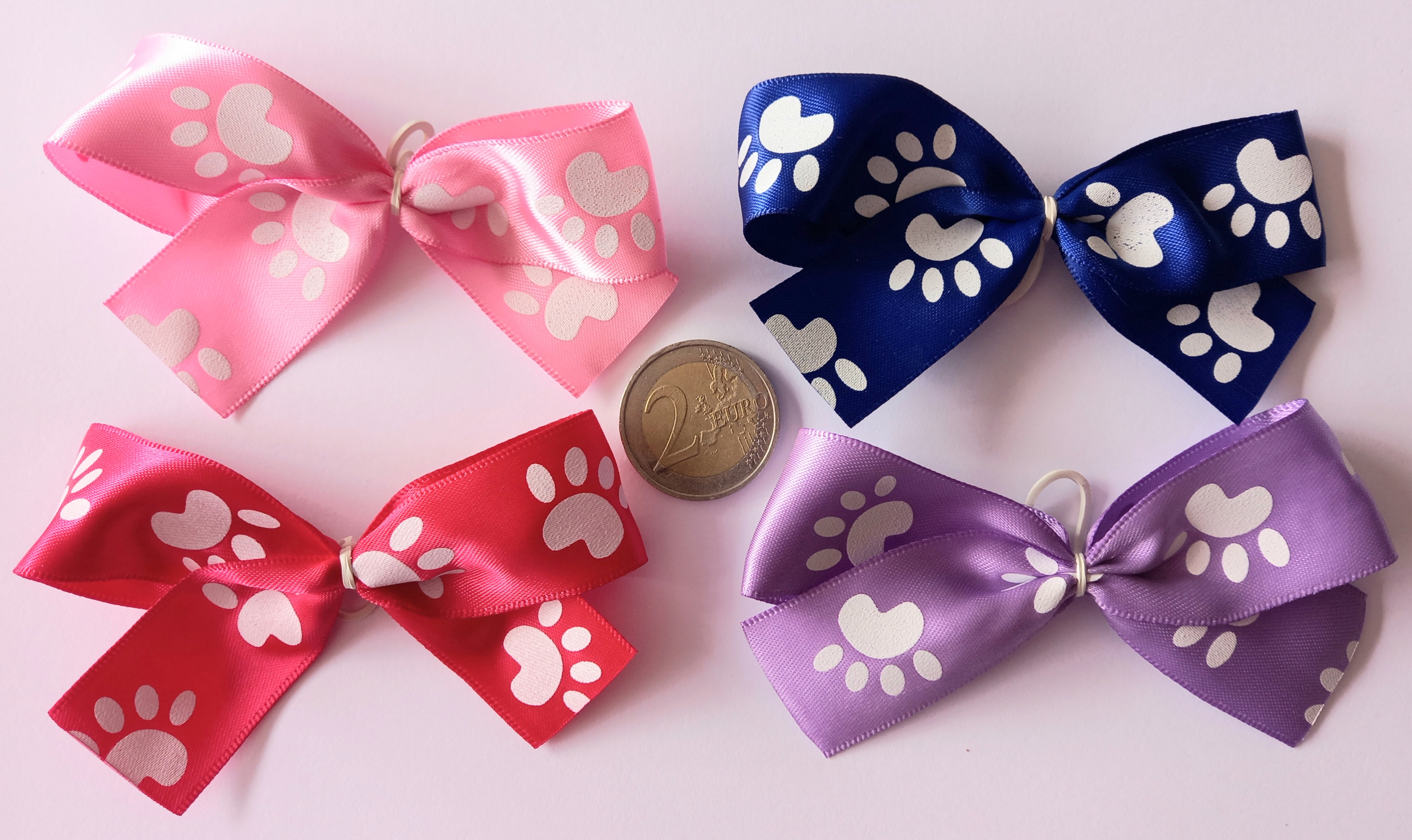 Large Satin Paw Print Dog Grooming Bow