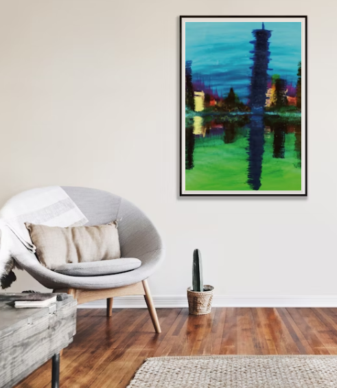 Abstract Taipei 101 | Acrylic on rice paper