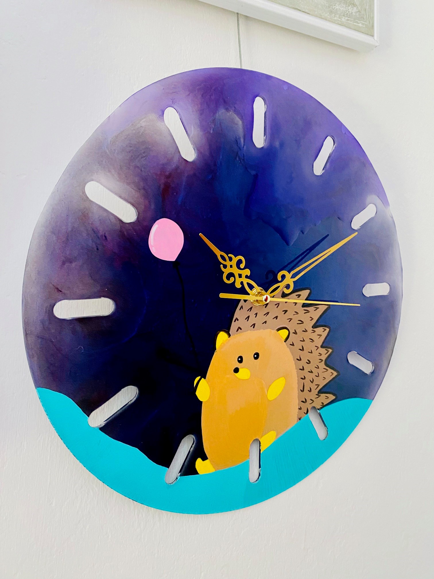 A Hedgehog with a Balloon Wall Clock
