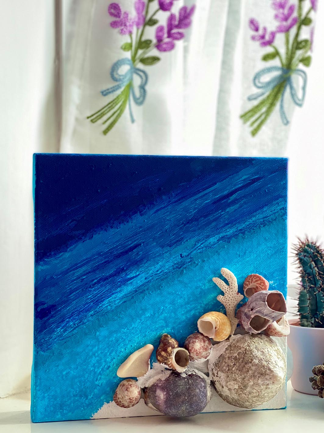 Blue Charm with shells #I#II#III | Acrylic on canvas