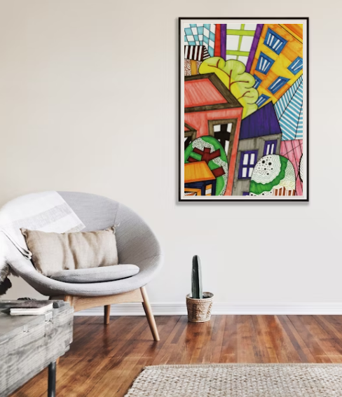City Skyline | Coloured Marker on paper