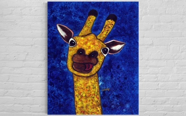 A Loveable Giraffe | Acrylic on rice paper
