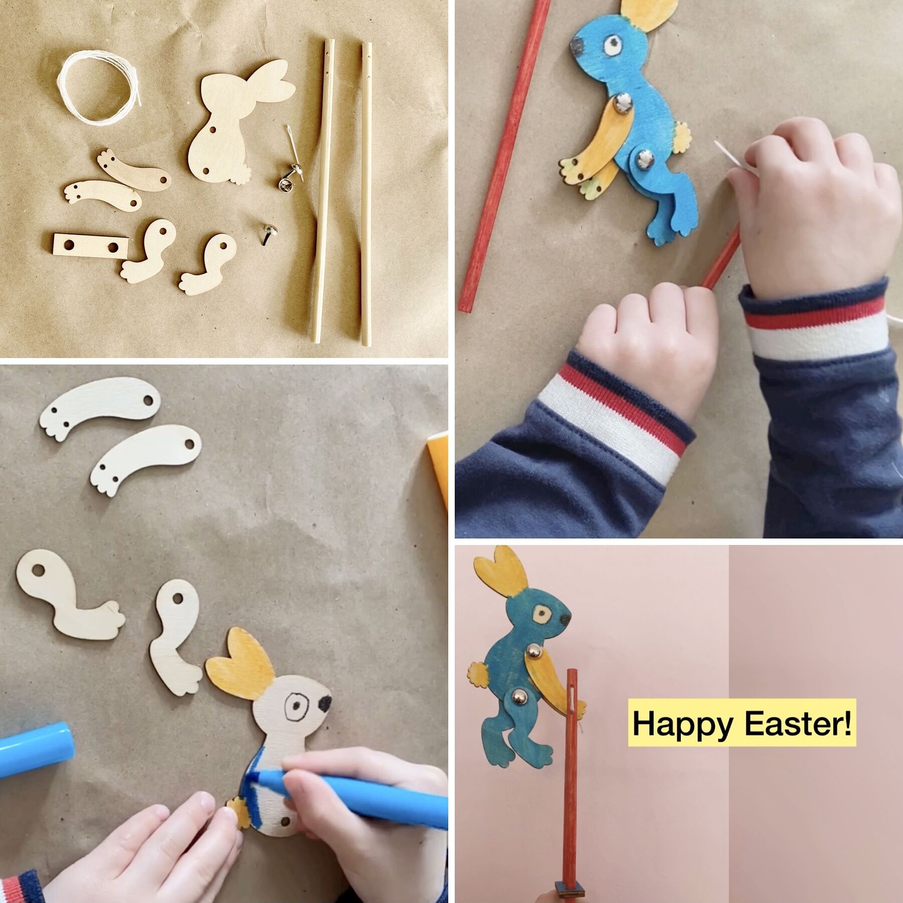 Easter Bunny Wooden Acrobat Kits | 3 sets