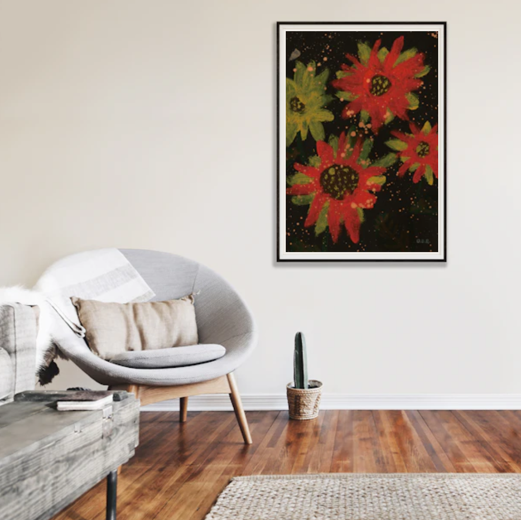 Sunflowers at Night | Painted by Little artist O. D. R