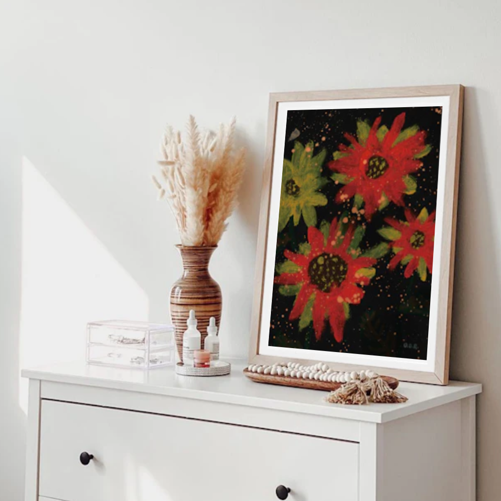 Sunflowers at Night | Painted by Little artist O. D. R