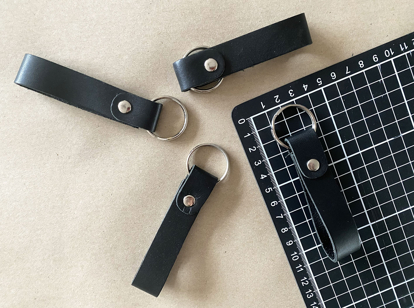 Genuine Black Leather Keyring