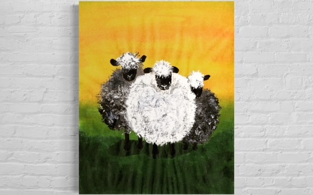 Three Sheep | Acrylic on rice paper