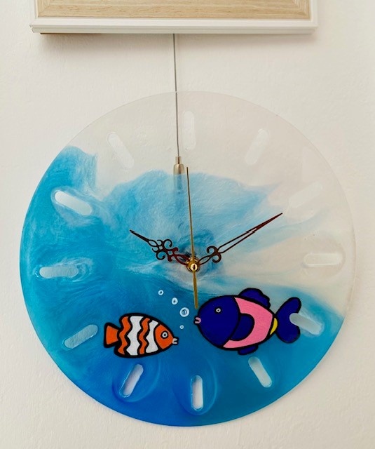 Waves and Fish Wall Clock
