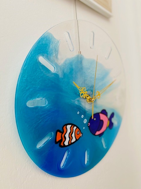 Waves and Fish Wall Clock