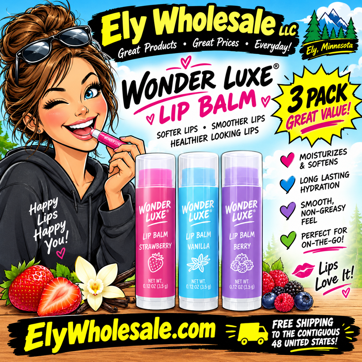 Ely Wholesale Lip Balm 3 Pack
