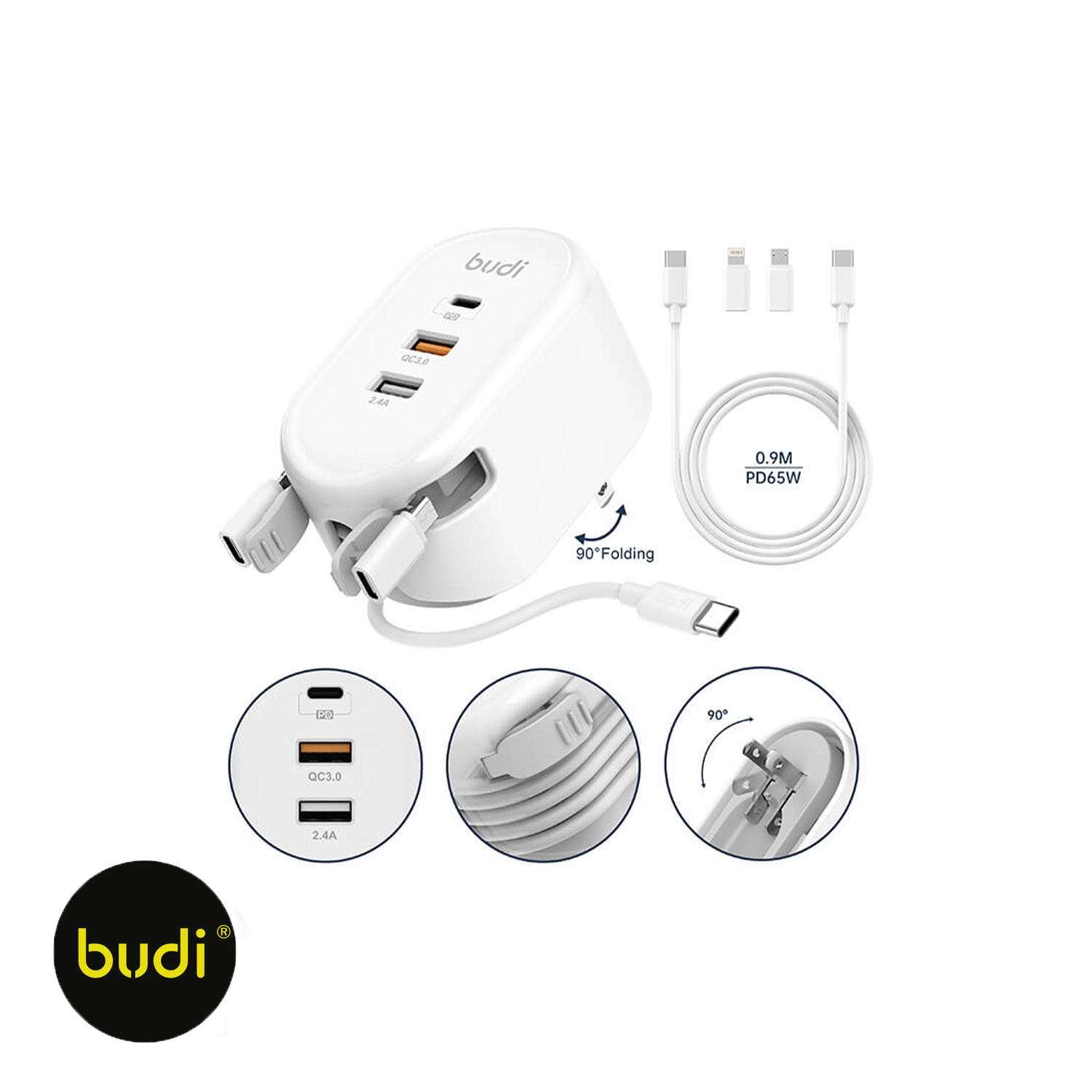 32W Home Charger with USB, USB-C & Micro