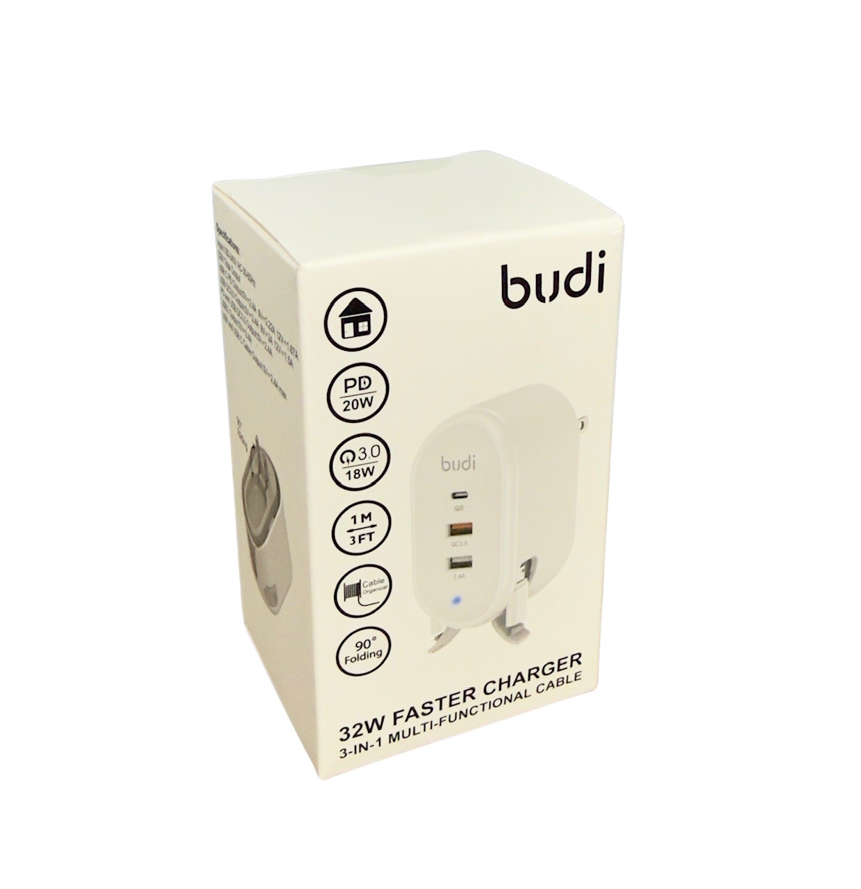 32W Home Charger with USB, USB-C & Micro